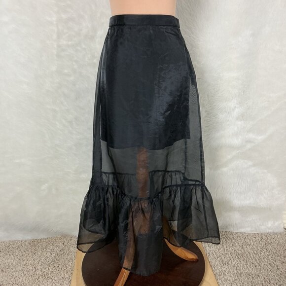 Anthropologie Dresses & Skirts - Anthropologie Black Sheer Organza A-Line Flounce Hem Skirt NWT 2